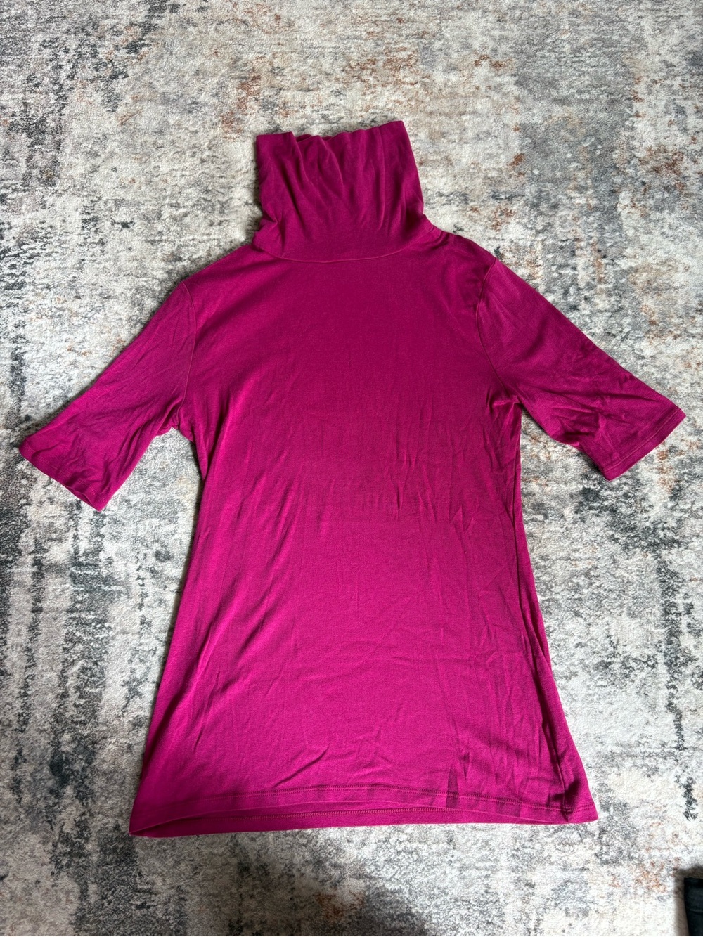 Moschino Short-Sleeve Turtleneck Top in Fuchsia